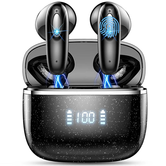 Wireless Earbuds with Bluetooth 5.3, 4 ENC Noise-Canceling Microphones, 40-Hour LED Display Charging Case, and IP7 Waterproof Design