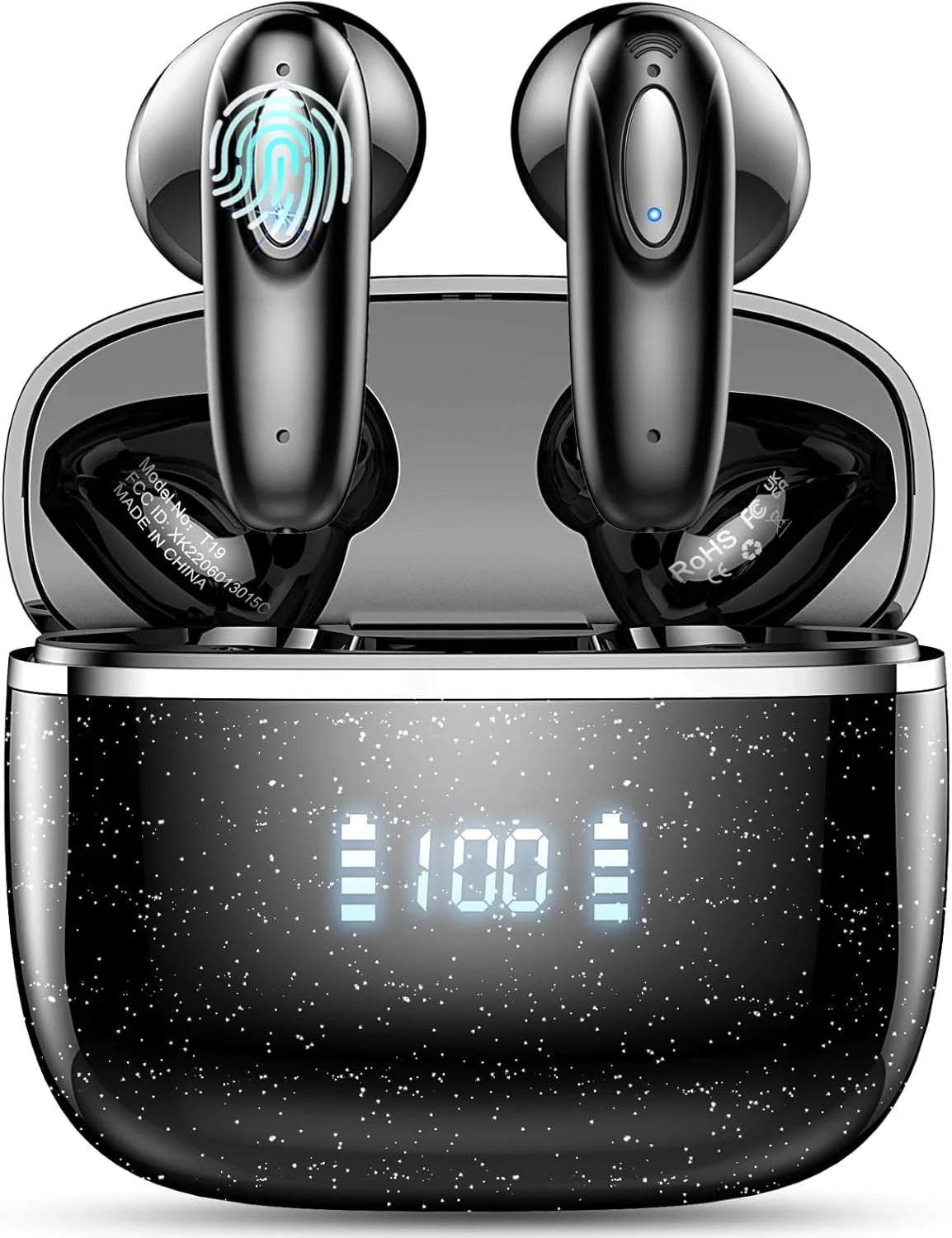 Wireless Earbuds with Bluetooth 5.3, 4 ENC Noise-Canceling Microphones, 40-Hour LED Display Charging Case, and IP7 Waterproof Design