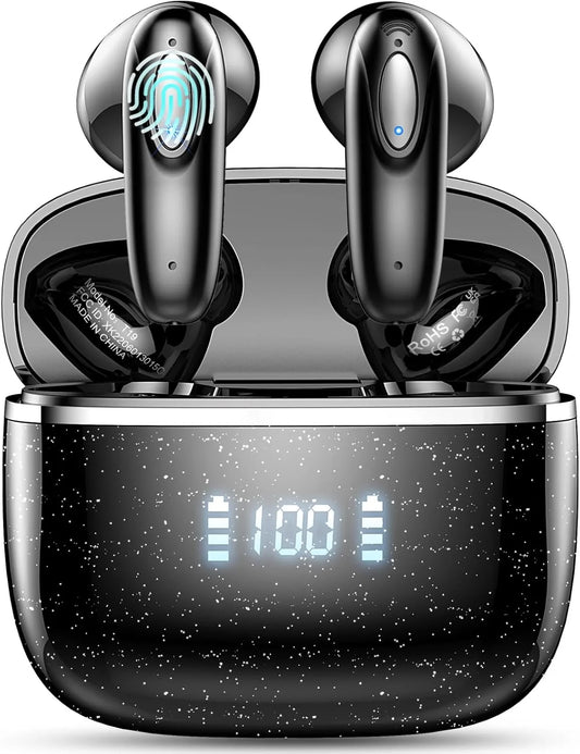 Wireless Earbuds with Bluetooth 5.3, 4 ENC Noise-Canceling Microphones, 40-Hour LED Display Charging Case, and IP7 Waterproof Design