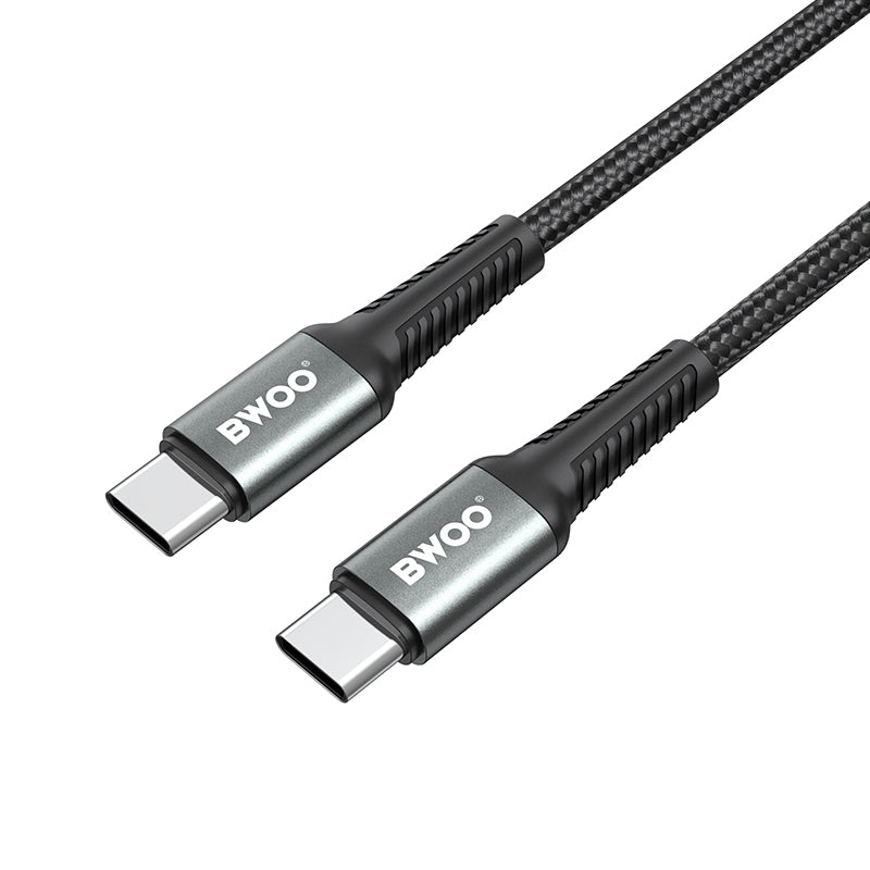BWOO BO-X228C-C πλεκτό καλώδιο USB-C σε USB-C, 2.0μ, 60W, μαύρο