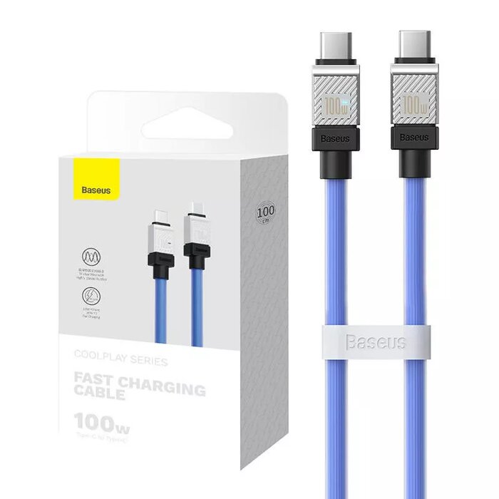 Baseus CAKW000203 CoolPlay καλώδιο φόρτισης - δεδομένων, USB-C σε USB-C, 100W, 1μ., μπλε