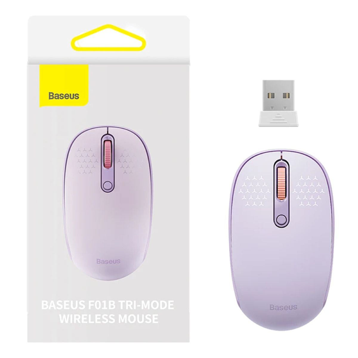 Baseus F01B (B01055503513-00) Tri‑Mode ασύρματο ποντίκι, Bluetooth 5.0 / 2.4G, 1600DPI, nebula purple