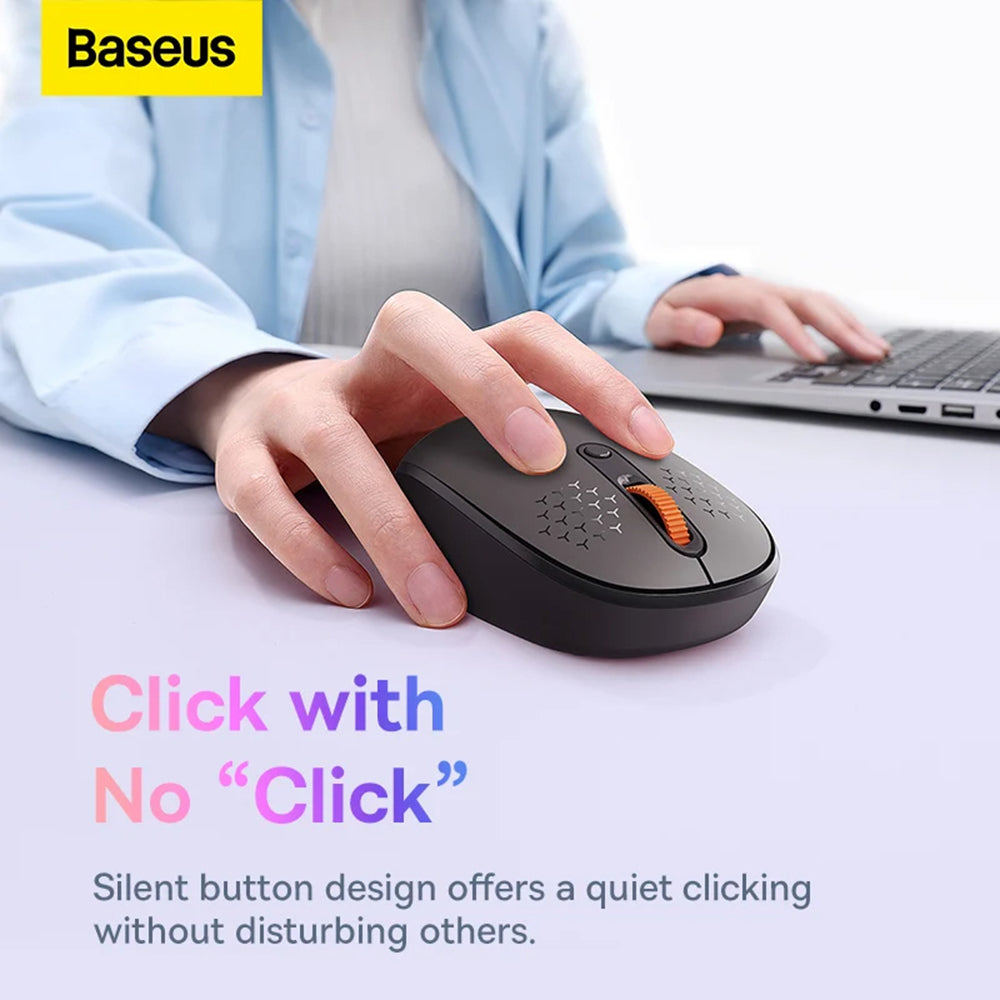 Baseus Tri-Mode F01B ασύρματο ποντίκι, Bluetooth 5.0, 2.4G, USB-C, 1600 DPI, frosted Grey