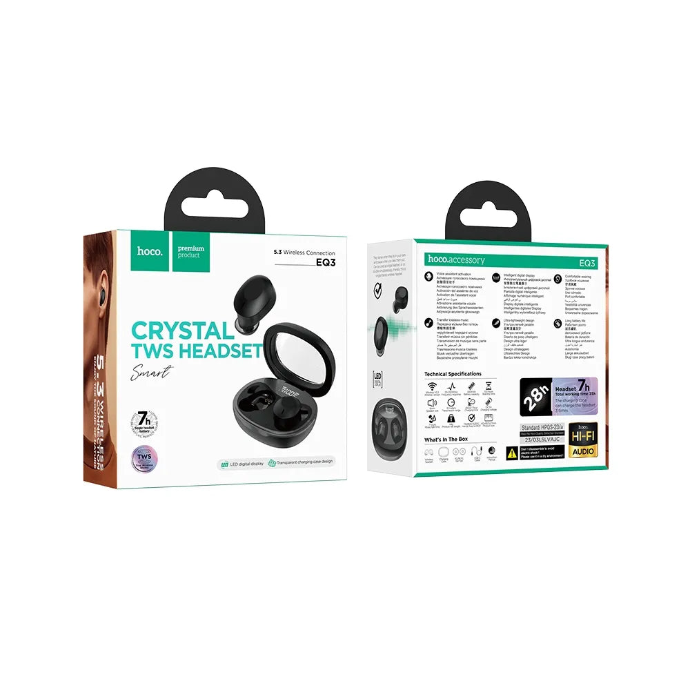 HOCO EQ3 Smart True Wireless ακουστικά, bluetooth, TWS, μαύρο
