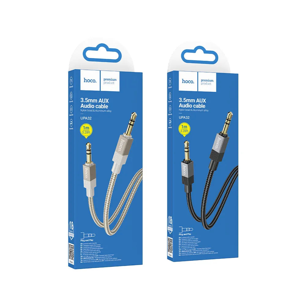 HOCO UPA32 καλώδιο AUX Jack 3.5mm σε Jack 3.5mm, 1μ, μαύρο