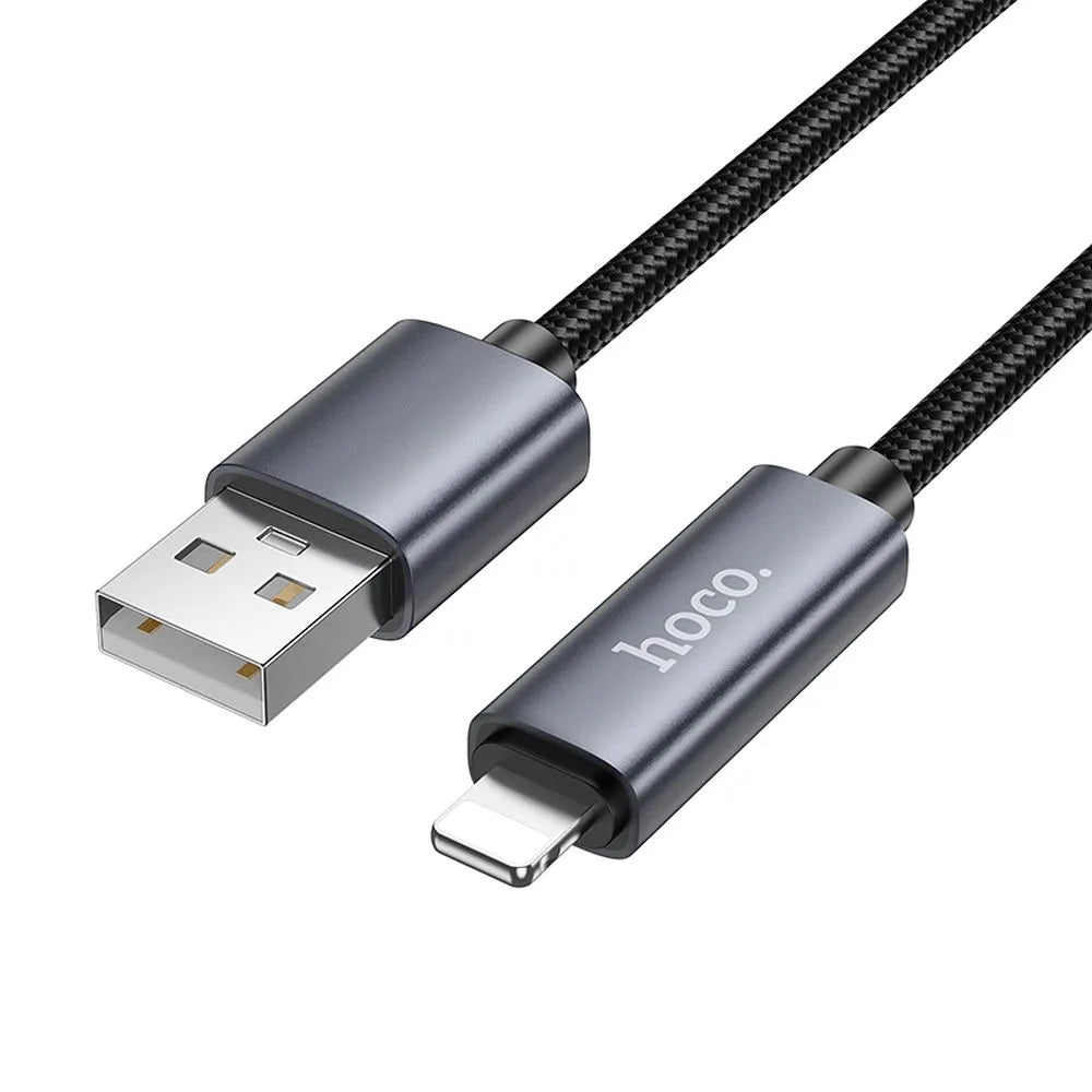 Hoco X112 καλώδιο με οθόνη USB-A σε Lightning 2,4A, 1μ, μαύρο
