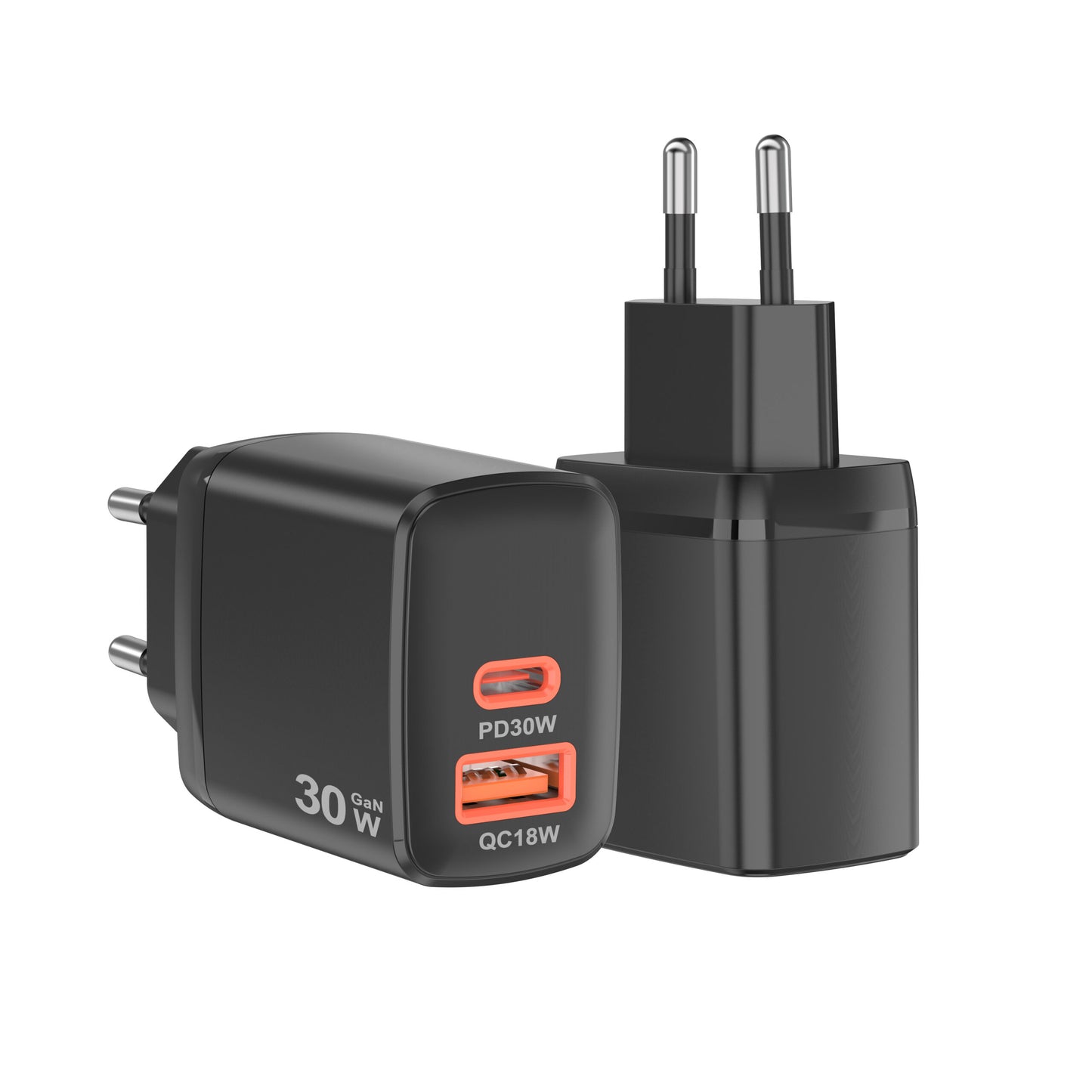 Techsuit Duonix30W (CH1) φορτιστής τοίχου, GaN, Dual Port με Type-C και USB-A, 30W,μαύρο