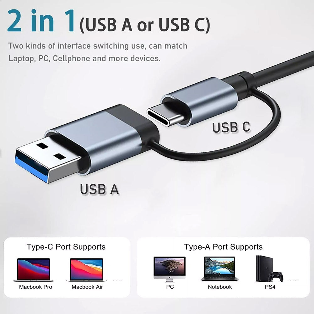 Techsuit H8 Docking Station DataBridge 4-σε-1, USB & Type-C σε USB 3.0 & 3x USB 2.0, γκρι
