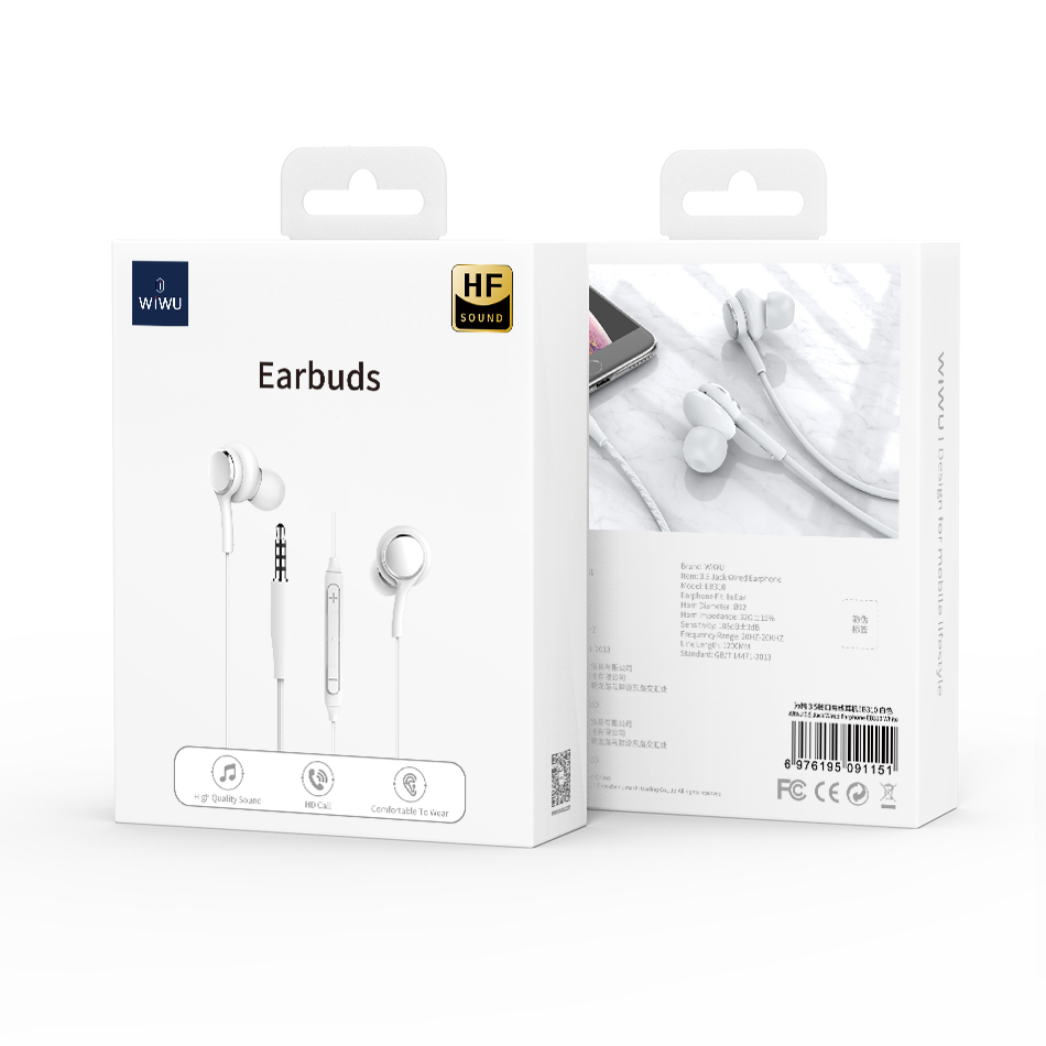 WIWU EB310 ενσύρματα ακουστικά, jack 3.5mm, άσπρα
