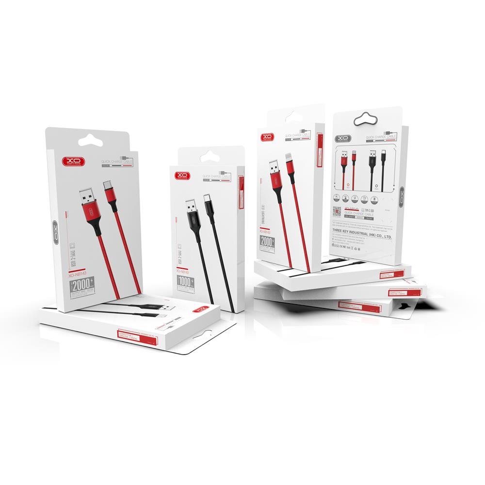 XO NB143 καλώδιο φόρτισης-δεδομένων USB-A σε micro USB, 2.4A, 2μ, μαύρο