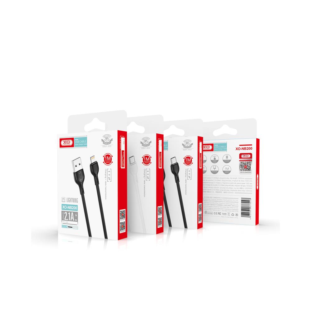XO NB200 καλώδιο USB σε USB-C, 1m, 2.1A, μαύρο