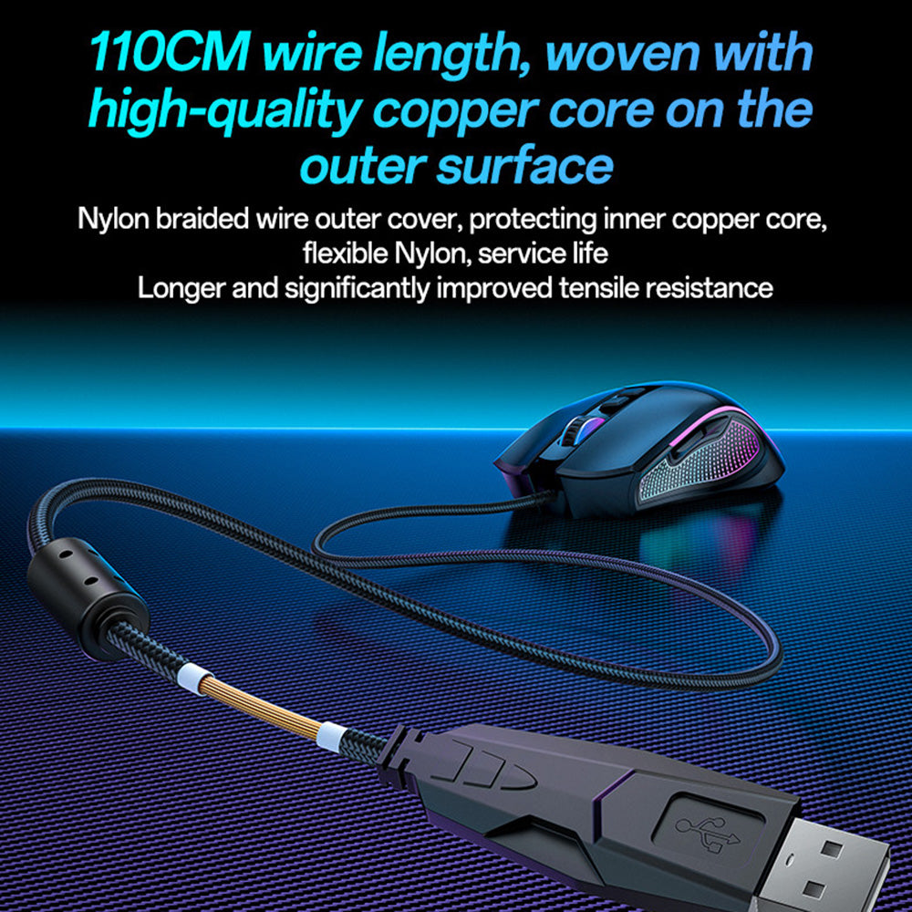 Yesido KB20 ενσύρματο gaming ποντίκι, RGB, DPI:1000-7200, USB, 1.1μ, μαύρο