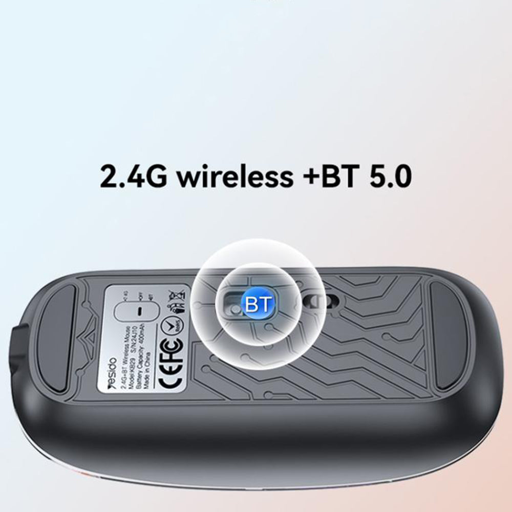 Yesido KB29 ασύρματο ποντίκι (Type‑C), Bluetooth + 2.4G, 800/1200/1600 DPI, 400mAh, λευκό