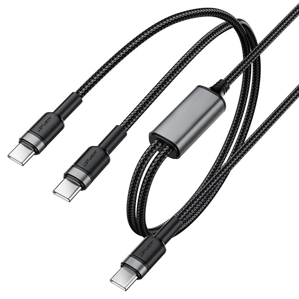 Acefast C22-02 καλώδιο φόρτισης - δεδομένων 2-σε-1, Type-C σε 2x Type-C, 100W, 1.25m, μαύρο