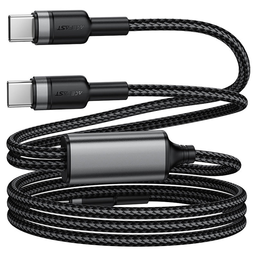 Acefast C22-02 καλώδιο φόρτισης - δεδομένων 2-σε-1, Type-C σε 2x Type-C, 100W, 1.25m, μαύρο
