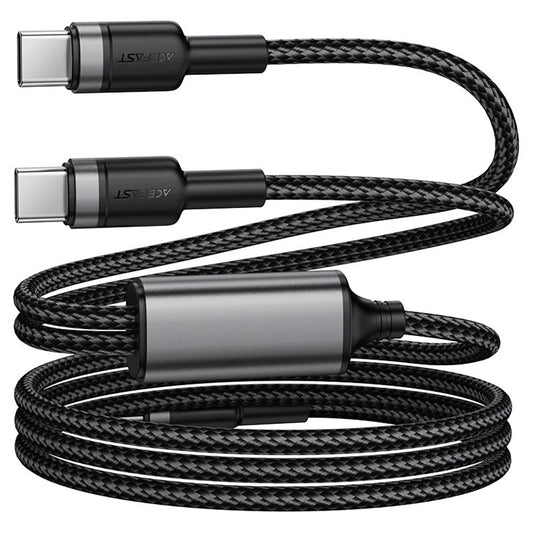 Acefast C22-02 καλώδιο φόρτισης - δεδομένων 2-σε-1, Type-C σε 2x Type-C, 100W, 1.25m, μαύρο