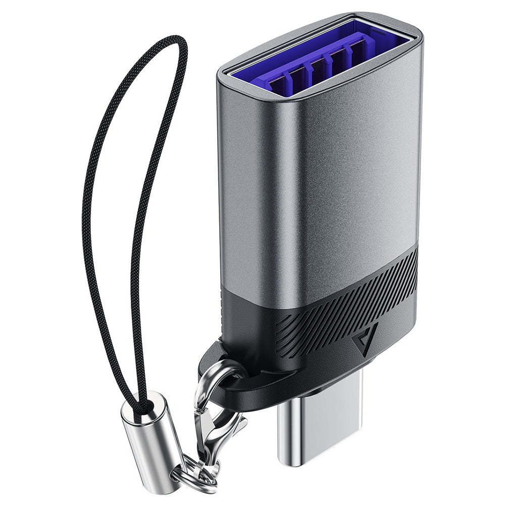 Acefast J7 αντάπτορας OTG USB‑A (θηλυκό) σε USB‑C (αρσενικό), 10Gbps, fast charging, metal gray