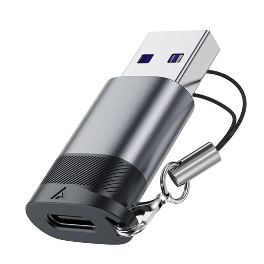 Acefast J8 αντάπτορας USB‑C (θηλυκό) σε USB‑A (αρσενικό), 10Gbps, 27W, metal gray