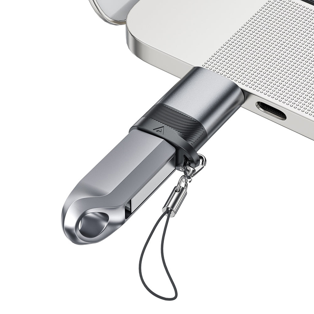 Acefast J8 αντάπτορας USB‑C (θηλυκό) σε USB‑A (αρσενικό), 10Gbps, 27W, metal gray