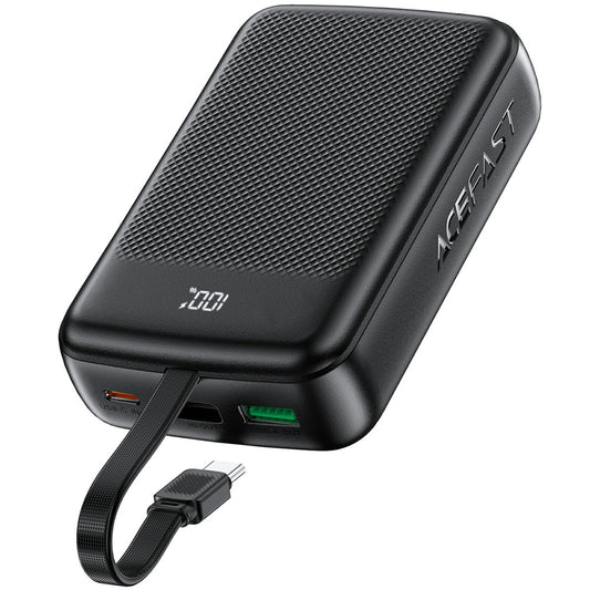 Acefast M14-20000 Power Bank, 20000mAh, PD 22.5W, με ενσωματωμένο καλώδιο USB‑C, LED display, μαύρο