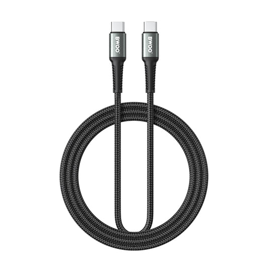 BWOO BO-X228C-C πλεκτό καλώδιο USB-C σε USB-C, 2.0μ, 60W, μαύρο