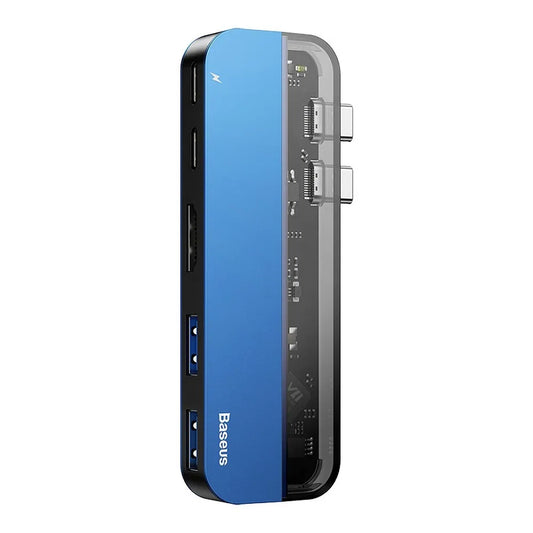 Baseus CAHUB-TS03 Transparent Series Dual Type-C Multifunctional Hub, 2xType-C, 2xUSB3.0, 4K HD, blue