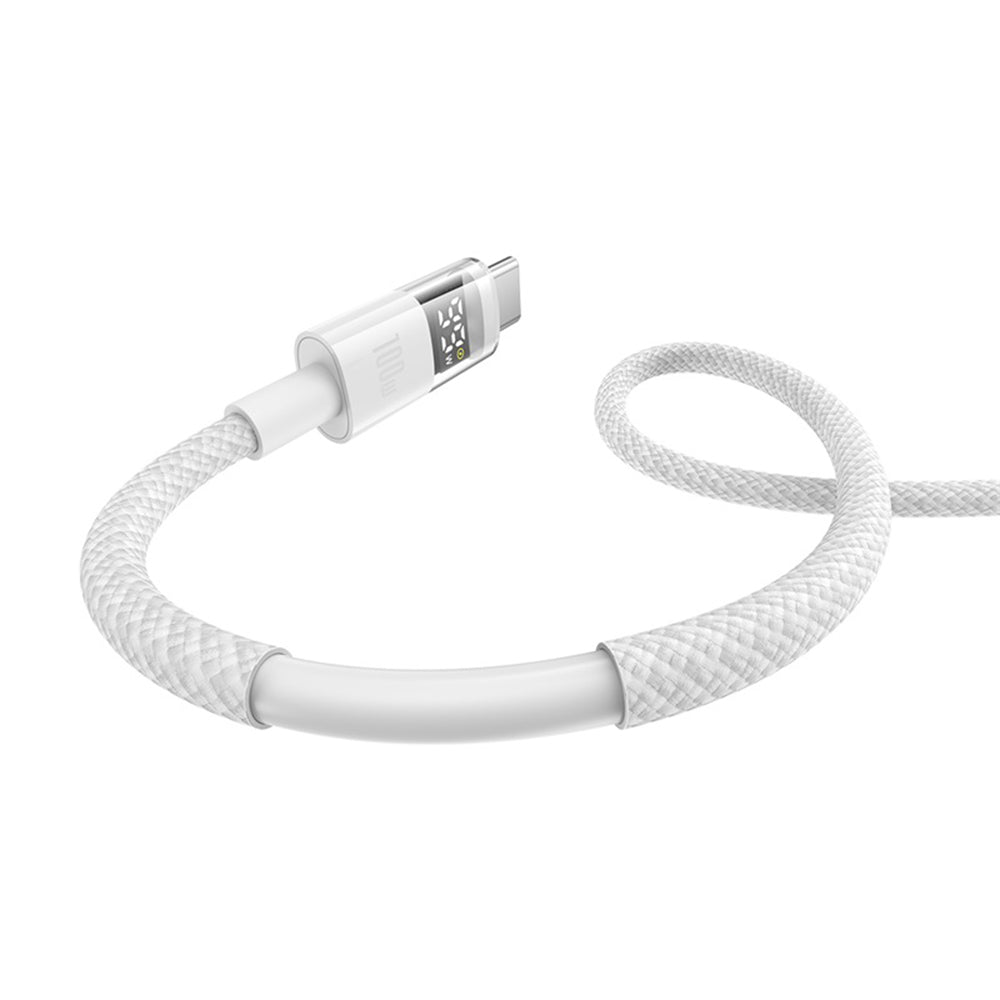 Baseus Display 2 (P10382701211-00) καλώδιο ταχείας φόρτισης - δεδομένων, USB-Α σε Type‑C, 100W, 1μ, LED display, moon white