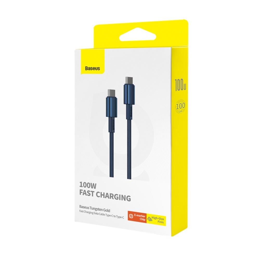Baseus Tungsten Gold (P10319800321-03) καλώδιο ταχείας φόρτισης - δεδομένων Type‑C σε Type‑C, 100W, 1μ, 480Mbps, navy blue