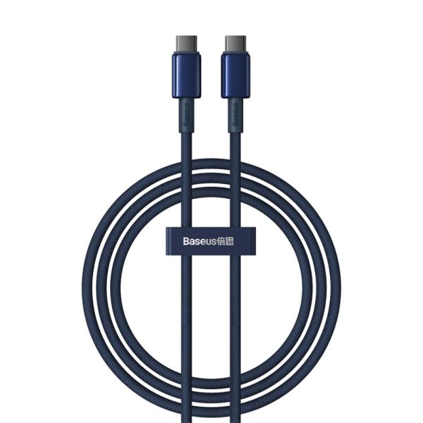 Baseus Tungsten Gold (P10319800321-03) καλώδιο ταχείας φόρτισης - δεδομένων Type‑C σε Type‑C, 100W, 1μ, 480Mbps, navy blue