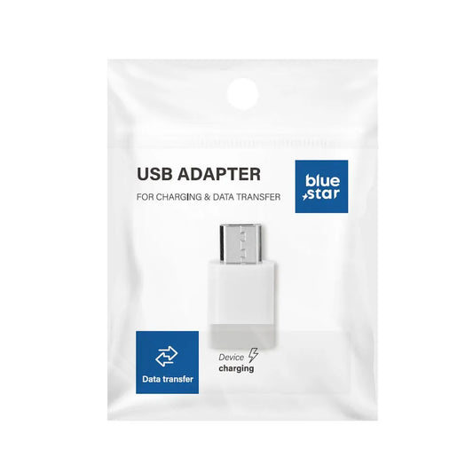 Blue Star αντάπτορας Type-C (θηλυκό) σε Micro-USB (αρσενικό), λευκό
