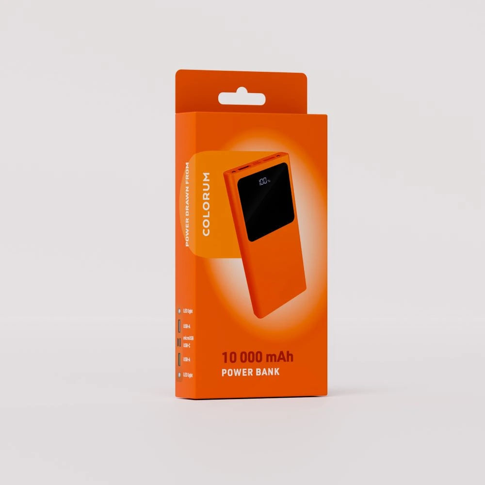 COLORUM CPB10-10 Power Bank 10000mAh, 22.5W, 2xUSB-A, πορτοκαλί