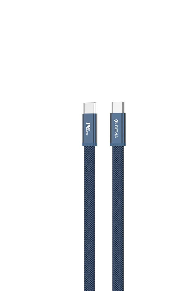 Devia Ultra3 Metal Woven Flat καλώδιο ταχείας φόρτισης, USB-C σε USB-C, 240W, 1.5μ, μπλε