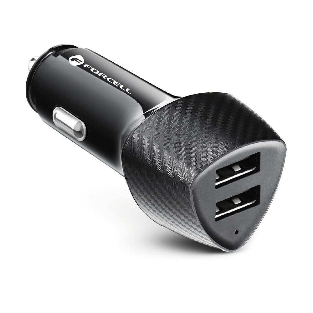 Forcell CC50-2A17W Carbon φορτιστής αυτοκινήτου 2xUSB, 17W, Total 17W, μαύρο