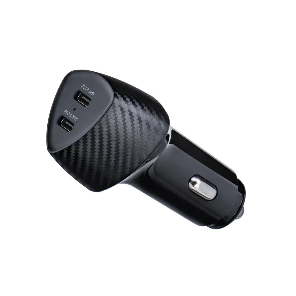 Forcell CC50-2C Carbon φορτιστής αυτοκινήτου Type C 3.0 PD20W + Type C 3.0 PD, 20W, Total 40W, μαύρο