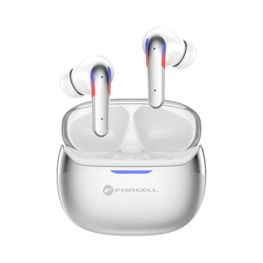 Forcell F-Audio Pulse Pro ασύρματα ακουστικά, ANC + ENC, Bluetooth 6.0, TWS, ασημί
