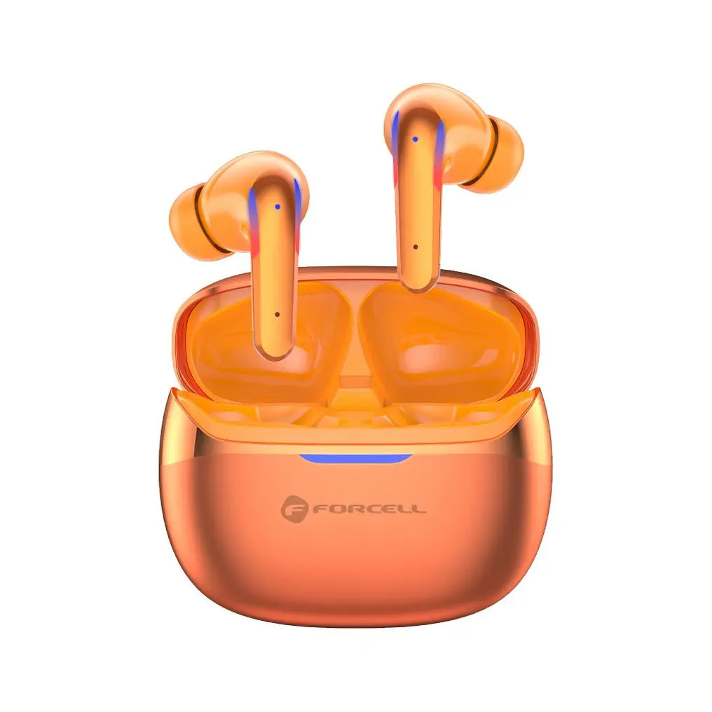 Forcell F-Audio Pulse Pro ασύρματα ακουστικά, ANC + ENC, Bluetooth 6.0, TWS, χρυσό