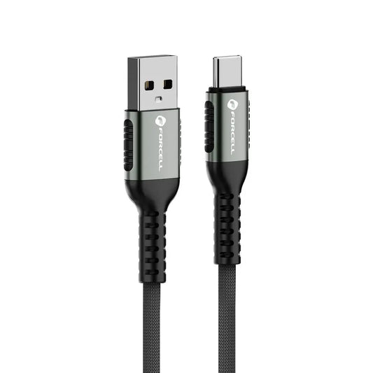 Forcell F-Energy Cafule C256 καλώδιο φόρτισης-δεδομένων USB-A σε Type-C, QC4.0, 66W, 2μ, μαύρο