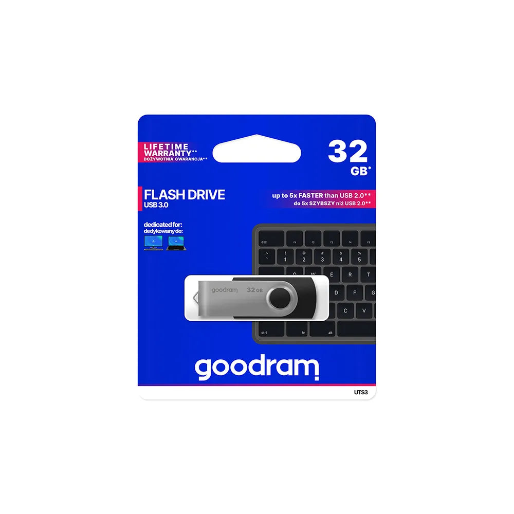 Goodram UTS3 USB Stick, 32GB, USB 3.2, USB Type-A, ασημί - μαύρο