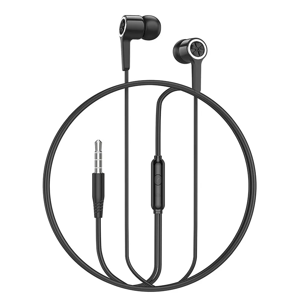 HOCO M104 ενσύρματα ακουστικά Jack 3,5 mm με μικρόφωνο, μαύρο