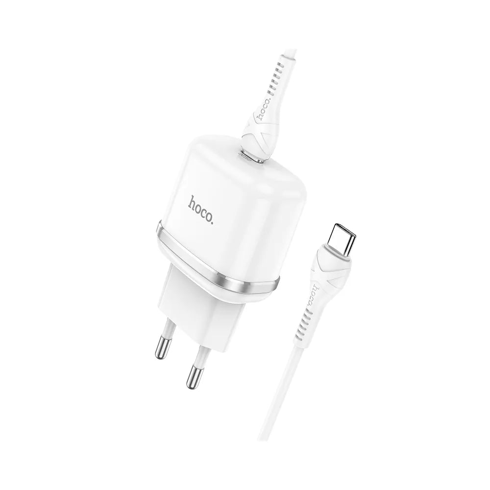 HOCO N24 φορτιστής ταξιδίου Type C + cable Type C σε Type C, PD QC3.0 20W, λευκό