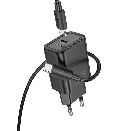HOCO N62 φορτιστής ταξιδίου Type C + καλώδιο Type C σε Type C PD QC 30W, μαύρο
