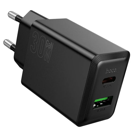 HOCO N71 φορτιστής τοίχου USB-A + Type-C, PD 30W, QC3.0, AFC, 3A, μαύρο
