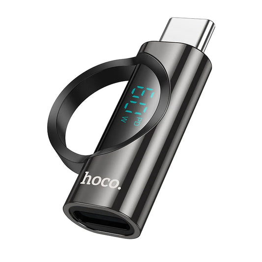 HOCO UA32A αντάπτορας Type-C (αρσενικό) σε Lightning (θηλυκό), με ψηφιακή οθόνη, 3A, 60W, μαύρο