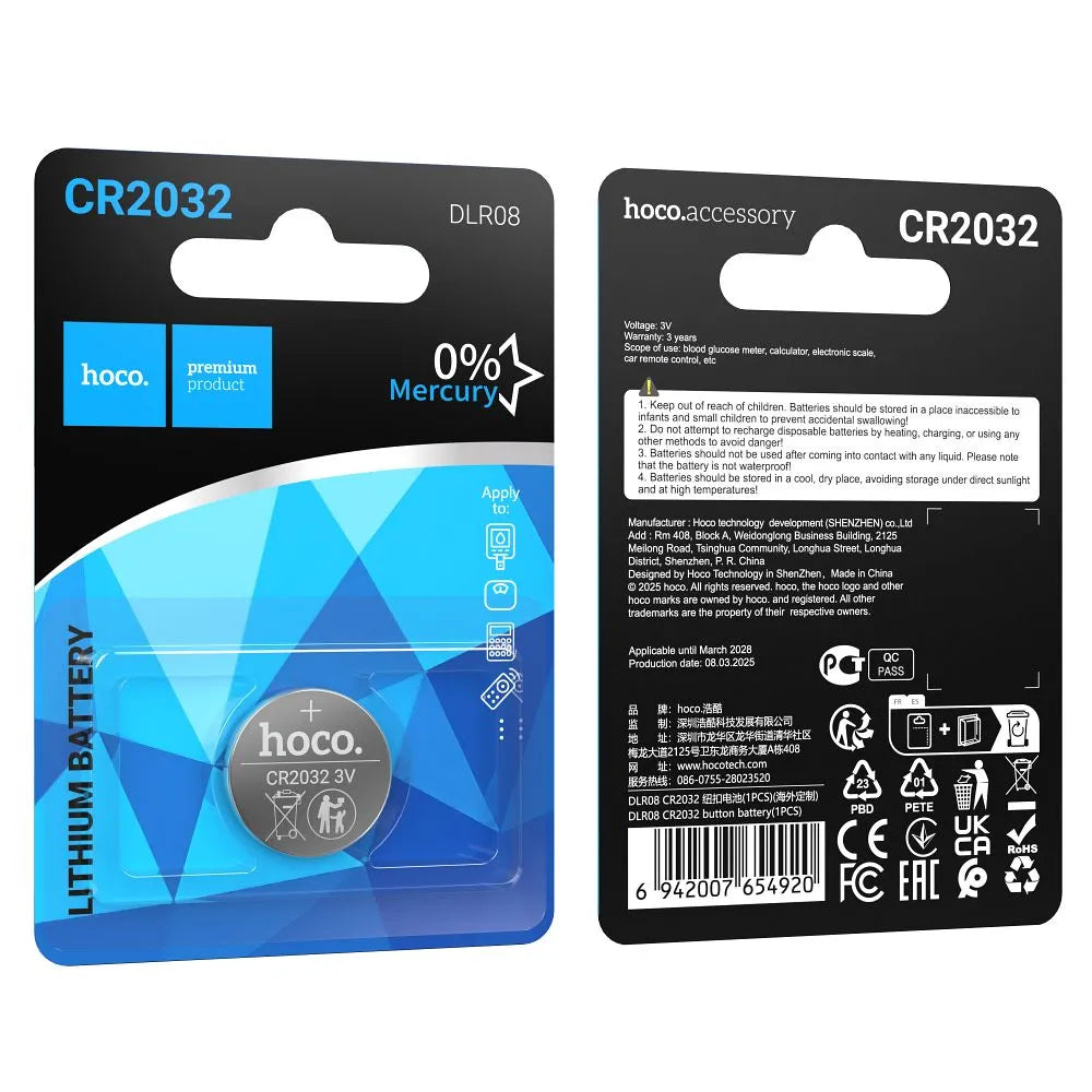Hoco DLR08 μπαταρία λιθίου CR2032 - 1 τεμάχιο