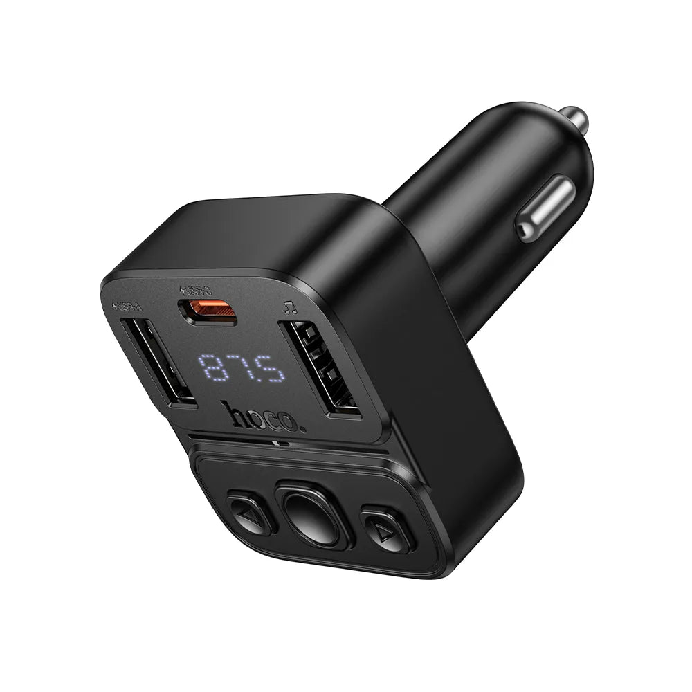 Hoco E87 Fm Transmitter, bluetooth, QC, PD, 35W, USB‑A+USB‑C, μαύρο