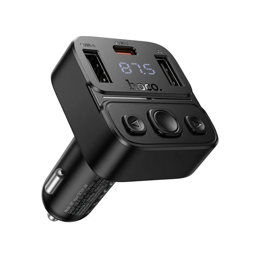Hoco E87 Fm Transmitter, bluetooth, QC, PD, 35W, USB‑A+USB‑C, μαύρο