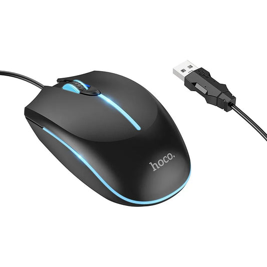 Hoco GM37 ενσύρματο ποντίκι, USB-A, LED, 2400dpi, μαύρο