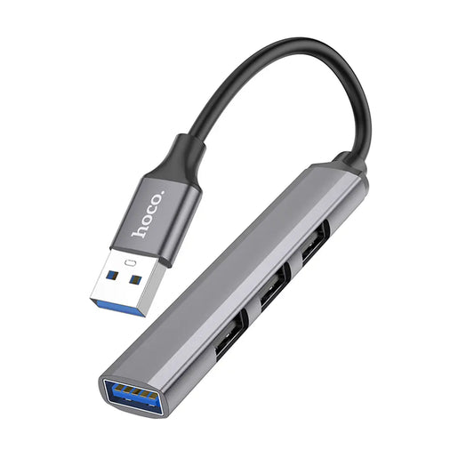 Hoco HB26 USB hub 4σε1 USB-A σε 1x USB 3.0 & 3x USB 2.0, γκρι