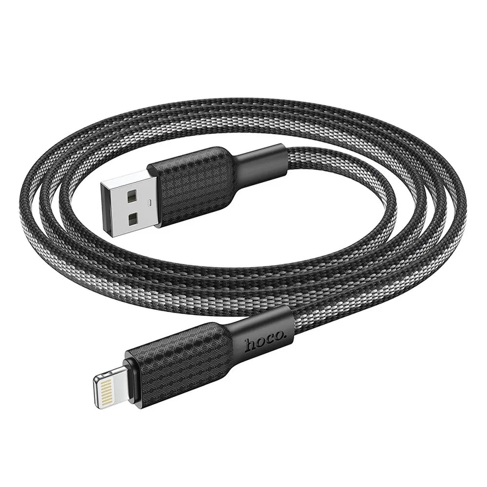 Hoco Jaeger X69 καλώδια δεδομένων - φόρτισης 2,4Α USB-A σε Lightning, 1μ, μαύρο-άσπρο