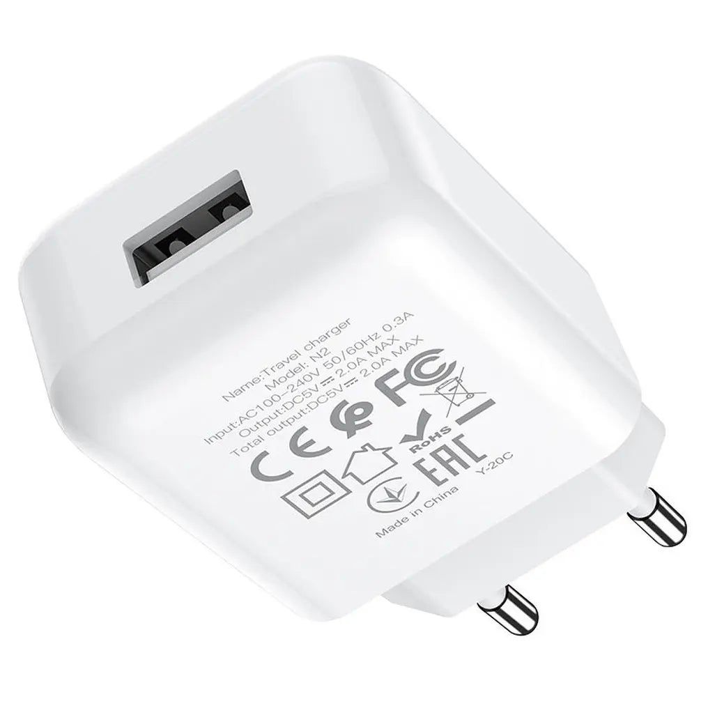 Hoco N2 φορτιστής τοίχου USB-A, 2.1A, 10W, λευκό